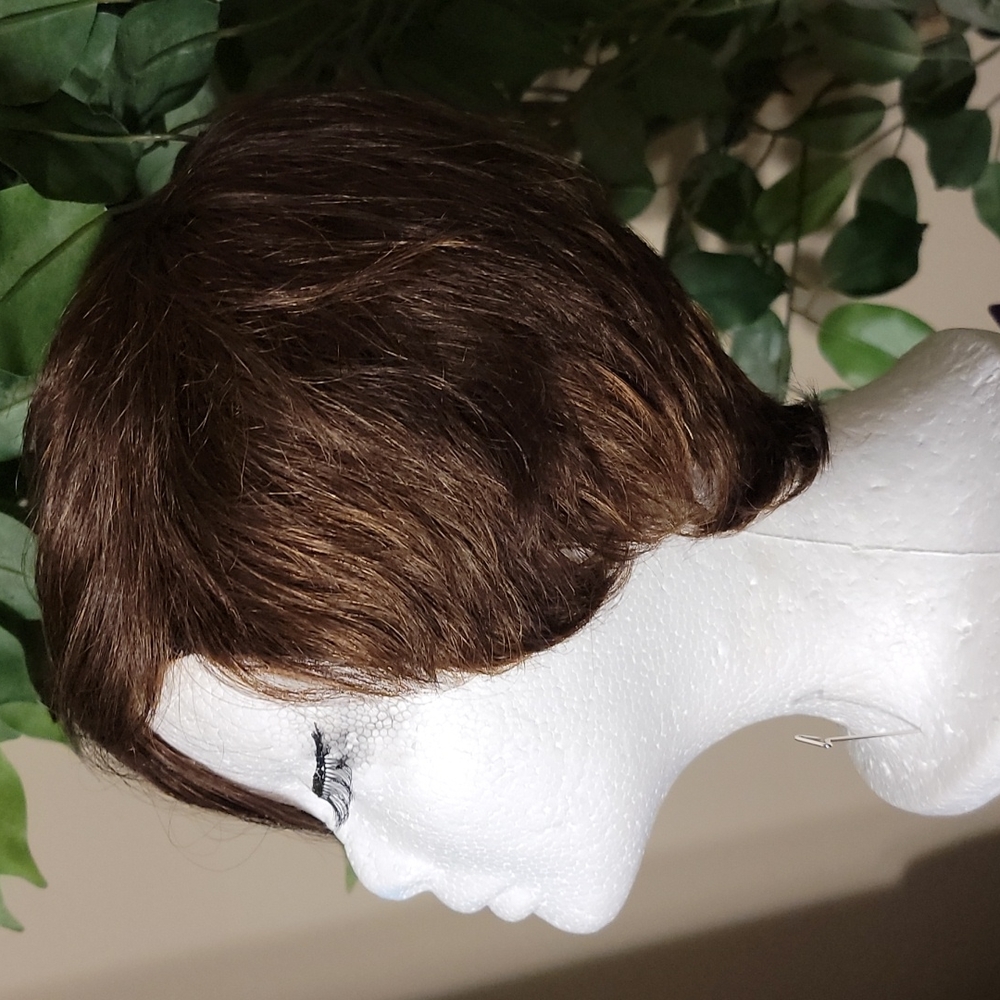 100% Human hair pixie wig. Color 4/30. New